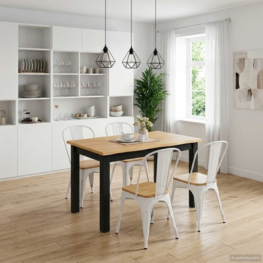 VidaXL Spisebord EKAI Svart 112 x 70 x 76,5 cm Heltre furu