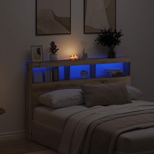 Hodegavl skap med LED artisan eik 160x17x102 cm Hodegavl skap med LED artisan eik 160x17x102 cm
