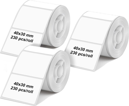 Olympia 1x3 Etiketterull for etikettskriver 40x30mm hvit 690 stk. Olympia 1x3 Etiketterull for etikettskriver 40x30mm hvit 690 stk.