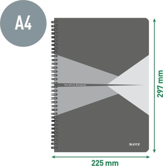 Leitz Office   Notebook Set   Spiralbundet   A4 210 X 297 Mm   90 Ark / 180 Sider   Lined   Laminert Kartong