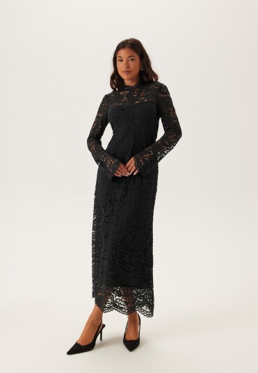 Bubbleroom High Neck Cotton Lace Dress Black 34 Bubbleroom High Neck Cotton Lace Dress Black 34