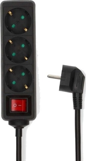 Nedis 3 veis skjøtekontakt 5m sort ESOC350F2BK Nedis 3 veis skjøtekontakt 5m sort ESOC350F2BK