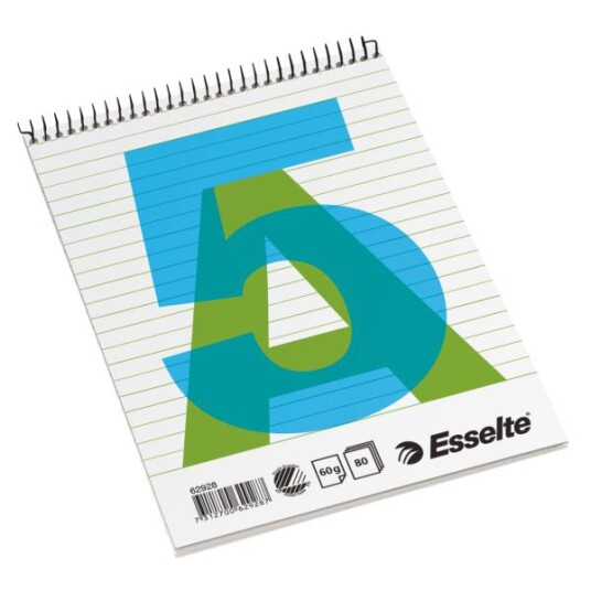 ESSELTE Spiralblokk  topp  A5 Linjert 60g/80 ark