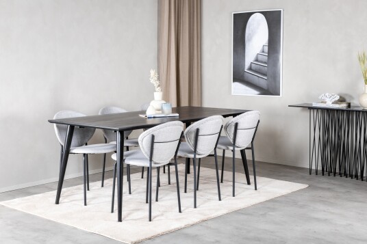 Venture Home Spisegruppe Larrinzar 180 cm + 6 stk Pinilla Spisestoler