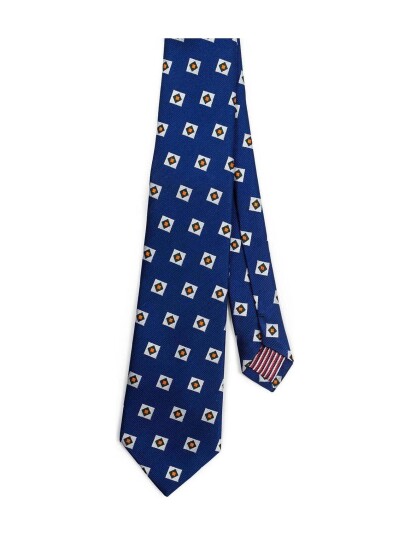 AN IVY Blue Orange Triple Square Silk Tie Navy ONE SIZE AN IVY Blue Orange Triple Square Silk Tie Navy ONE SIZE