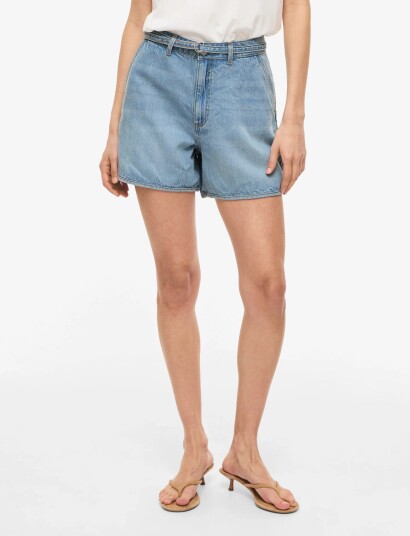 Vila Vikiki Hw Belt Denim Shorts Lbd Blue 36
