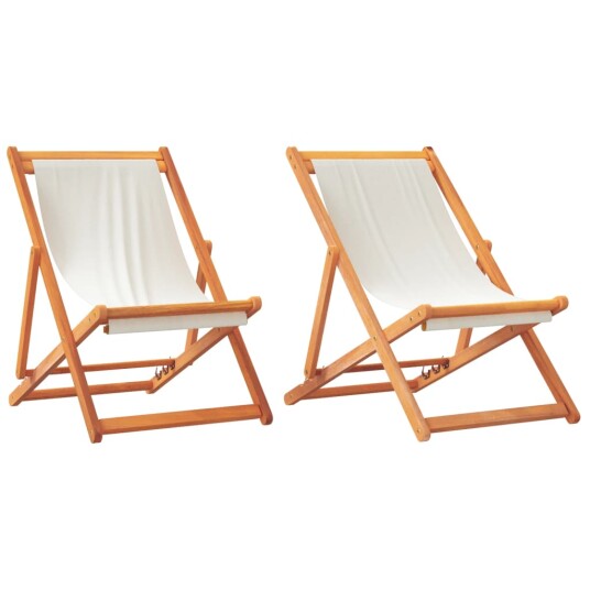 Sammenleggbare strandstoler 2 stk kremhvit stoff 3214495 Sammenleggbare strandstoler 2 stk kremhvit stoff 3214495