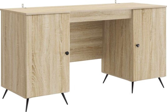 vidaXL Skrivebord med dør Sonoma eik 142,5 x 50 x 75 cm Konstruert tre