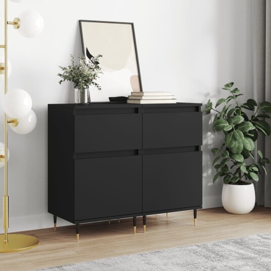 vidaXL Skjenk 2 stk svart 40x35x70 cm konstruert tre vidaXL Skjenk 2 stk svart 40x35x70 cm konstruert tre
