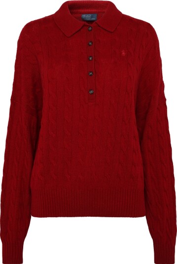 Polo Ralph Lauren Cable Wool Cashmere Polo Collar Sweater UNIVERSITY RED M Polo Ralph Lauren Cable Wool Cashmere Polo Collar Sweater UNIVERSITY RED M
