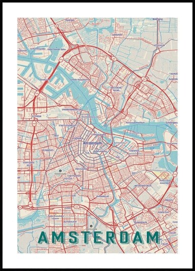 Retro Map Amsterdam Plakat Plakat / 40x50cm Retro Map Amsterdam Plakat Plakat / 40x50cm