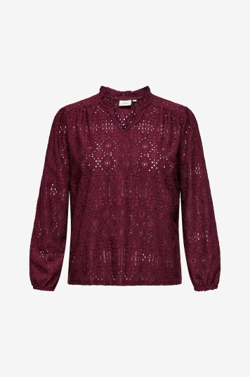 Only Carmakoma Blondebluse carLuzia L/ V neck Blouse Jrs Rød