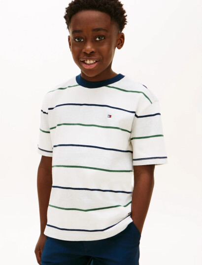 Tommy Hilfiger Rugby Stripe T Shirt Ss Navy 176
