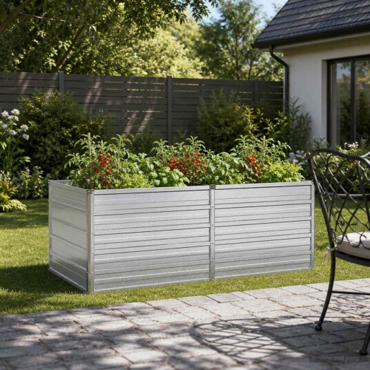 vidaXL Hevet Hagebed Sølv 160 x 80 x 55 cm galvanisert