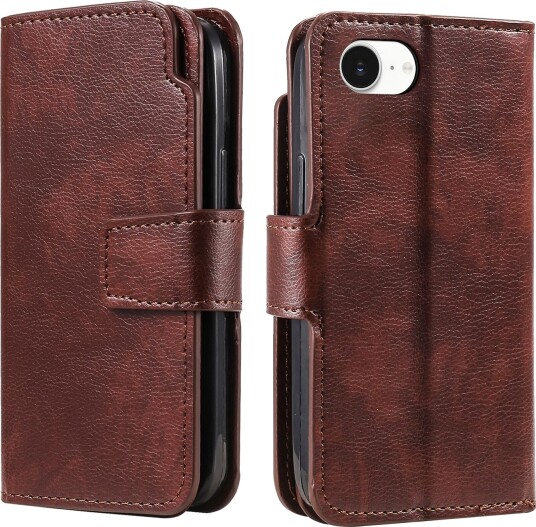 Trolsk Lommebokdeksel Skinnimitasjon for 9 Kort (iPhone 17e/16e) Brun