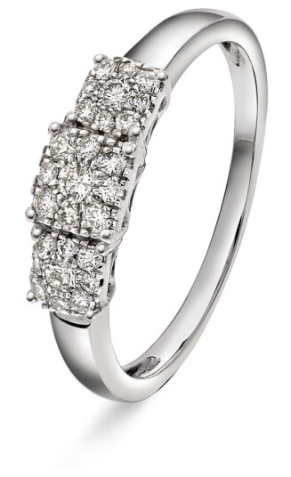 Line ring i 375 hvitt gull med diamanter 0,25 ct, størrelse 52