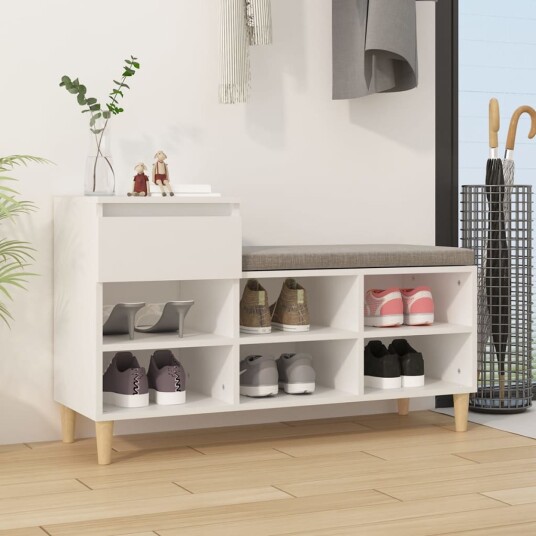 Skoskap hvit 102x36x60 cm konstruert tre Skoskap hvit 102x36x60 cm konstruert tre