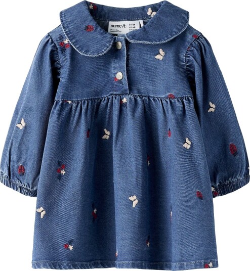 Name It Kjole - NbfAlva - Medium+ Blue Denim/Nature - Name It - 1½ år (86) - Kjole - Blå