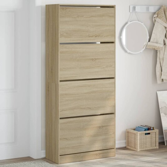 Skoskap med 4 vippeskuffer sonoma eik 80x34x187,5 cm 8721012385740