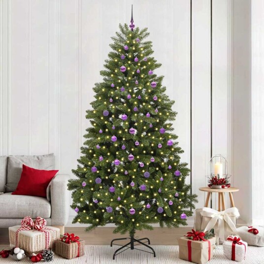  Kunstig juletre med LED  stripelys grønn 240 cm PVC og metall
