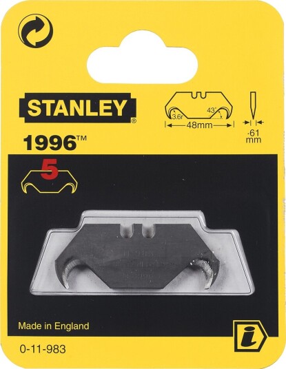 Stanley 0-11-983 Krokknivblad 5-pakning 0,65 mm 50 mm Satin Stål