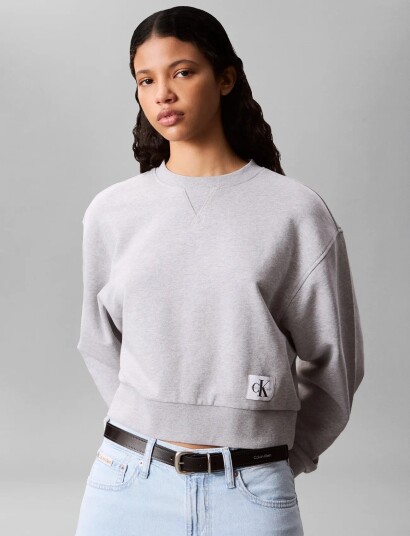Calvin Klein Jeans French Terry Woven Label Crew Sw Grey XL