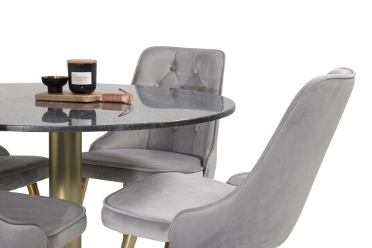 Venture Design Estelle & Velvet spisegruppe Svart/svart 4 st stoler & bord 106 cm