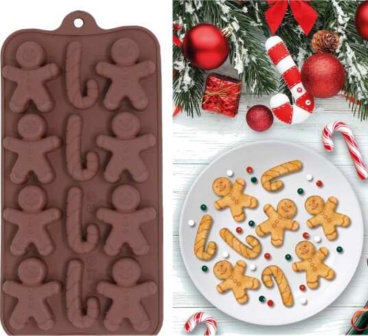 Brun 3D Silikonform til Baking med Julemotiver Brun 3D Silikonform til Baking med Julemotiver