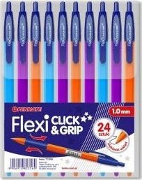 Flexi Click&Grip Kulepenn Mix Blå (24 Stk.)