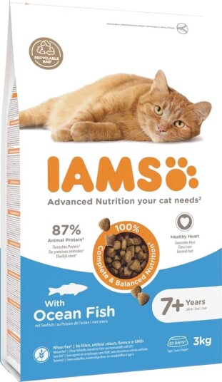 Iams Tørrfôr Senior Advanced Nutrition Cat 7+ Med Sparepakke Havfisk 2 X 3 kg
