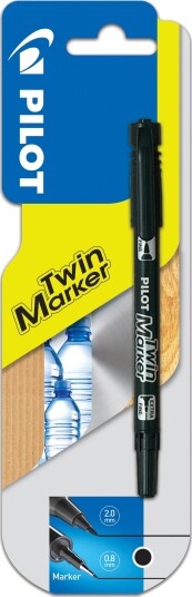 Pilot Twin Marker Markeringspenn 0,8/2 mm, svart, Markere & markører