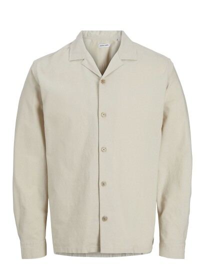 Jack & Jones Jjsummer Resort Shirt Ls - Cream - S
