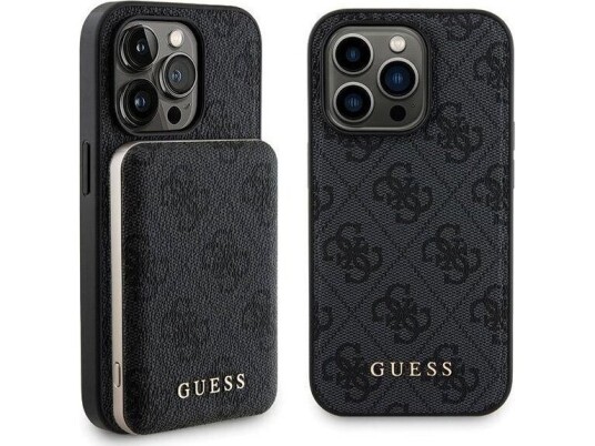 Guess Gubpm5p13x4gemgk Set Iphone 13 Pro Max 6.7" Hardcase + Powerbank 5000Mah Magsafe Black/Black 4G Metal Logo
