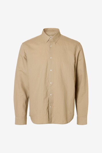 Selected Men Linskjorte slhRegclay Linenblend LS Cla Grå