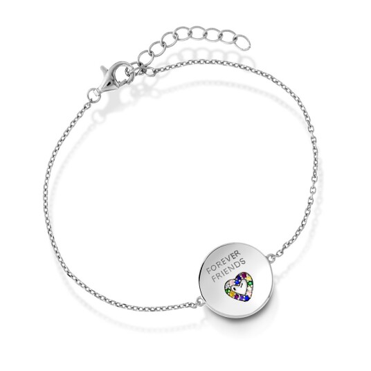 Pan Jewelry, Armbånd i 925 sølv med zirkonia og teksten "FOREVER FRIENDS"