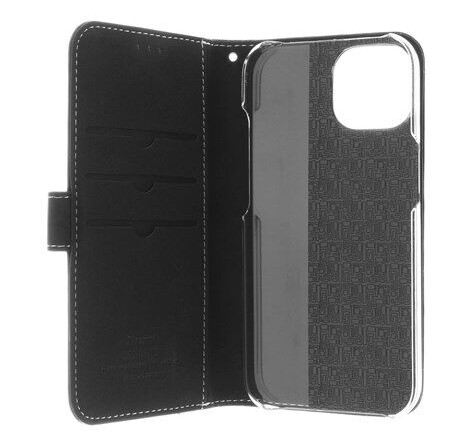 Insmat Ekte Skinn Flipcase for iPhone 15 - Svart Lommebokdeksel