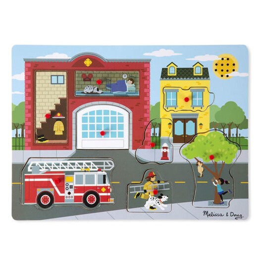 Melissa & Doug Puslespill med lyd 8 Brikker Around the Fire Station
