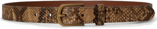 Lauren Ralph Lauren Rounded Buckle Embossed Skinny Belt Brown XL