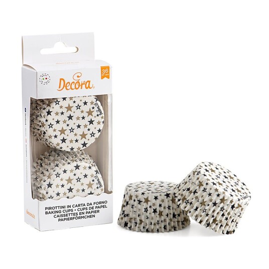 Decora Muffinsformer Stjerner Svart Og Gull Pk/36 