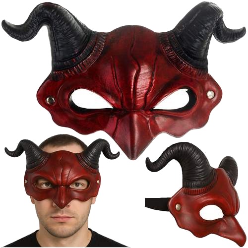 Northio Djevel-Halloween-maske med horn rød og svart lett 26123