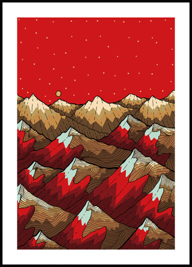 Golden red peaks Plakat Plakat / 21x30cm Golden red peaks Plakat Plakat / 21x30cm