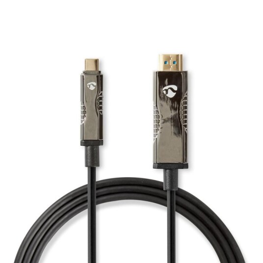 Nedis Aktiv optisk USB-kabel | USB-C™ Hann | HDMI ™ -kontakt | 18 Gbps | 50.0 m | Rund | PVC | Sort | Gaveeske