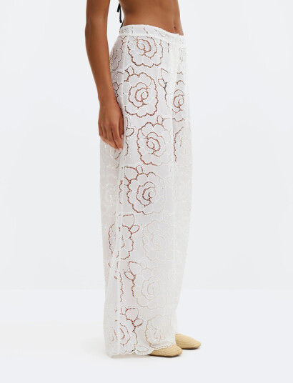 Malina Stacey Wide Lace Pants White 44 Malina Stacey Wide Lace Pants White 44