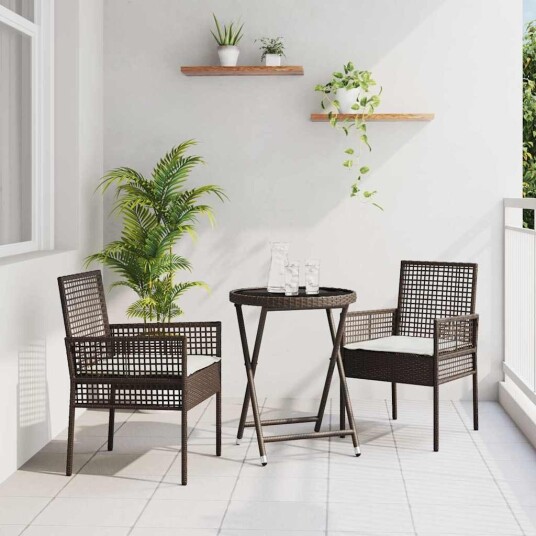 3 deler hage bistrosett med puter brun polyrotting 3 deler hage bistrosett med puter brun polyrotting
