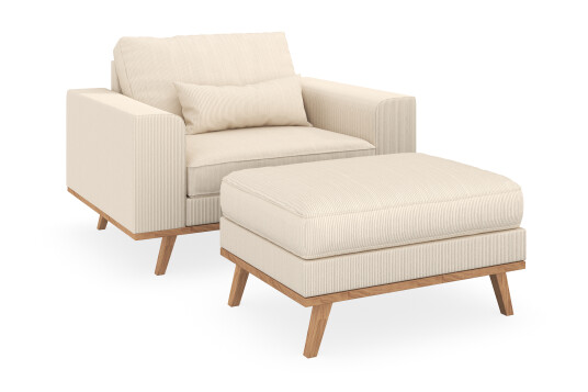 Scandinavian Choice Copenhagen Lenestol med Fotskammel Lysebeige