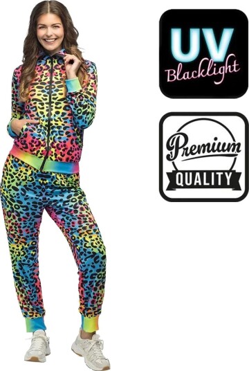 UV Glow Fargerik Leopardmønstret Grilldress til Dame Medium
