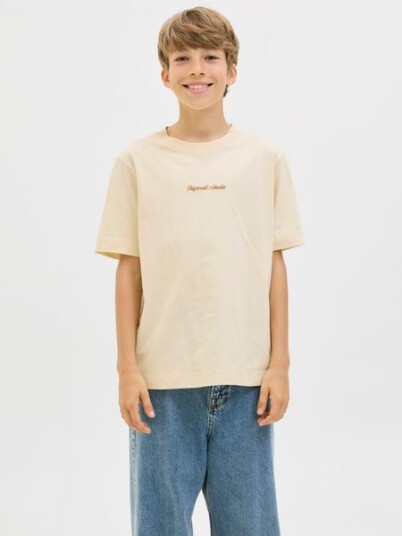 Jack & Jones Junior Antique White Jornorrebro Emb Tee Ss Cn Noos Jnr 152