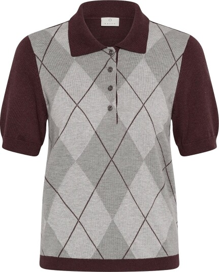 Kaffe Kagizza Argyle Polo Knit FUDGE/ GREY ARGYLE XXL