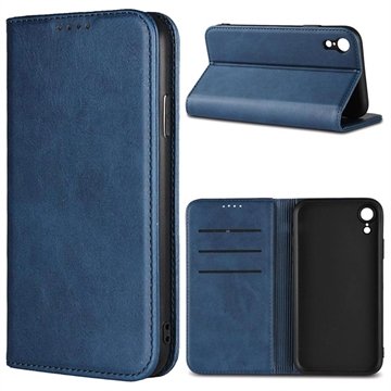 iPhone XR Retro Lommebok-deksel med Magnetisk Lukning Blå