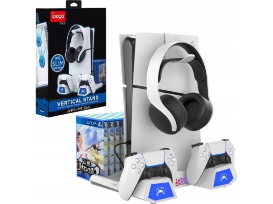 Veske Ipega P5s023 Multifunksjons Lade Rgb-Stativ Med Kjøling For Ps5/Ps5 Slim White